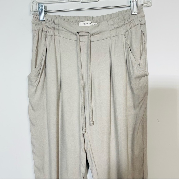 ARITZIA Talula Los Feliz Pull On Drawstring Joggers Pants XS Pleated Taupe Gray - Picture 7 of 14
